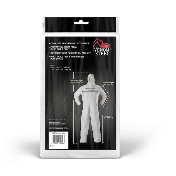 Venom Steel Unisex L/XL White microporous breathable heavy duty