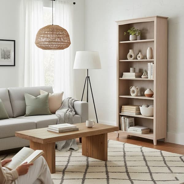 International Concepts 72 in. Weathered Gray Taupe Wood 6-shelf Standard Bookcase with Adjustable Shelves