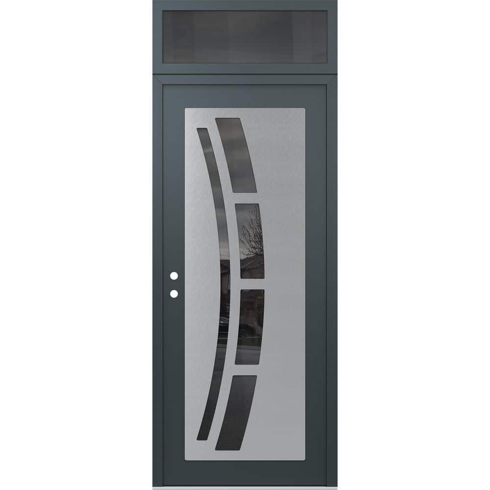 C12 36 in. x 96 in. Silver P Right-Hand/Inswing Mirrored Glass Anth/Anth Transom Steel Prehung Front Door price history on PriceWatchPro