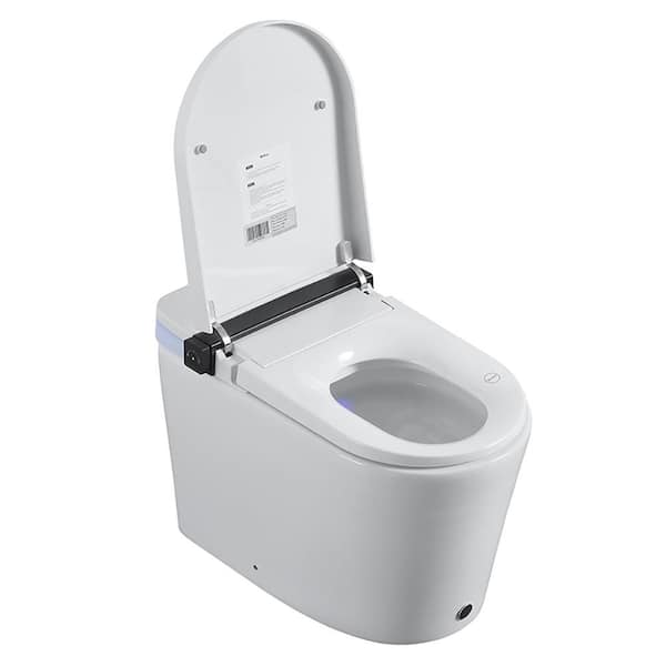 Smart Toilet with Bidet Seat Built-in, Foot Sensor, LED Display, Night Light, Warm Water & Dryer, Revolving lamp