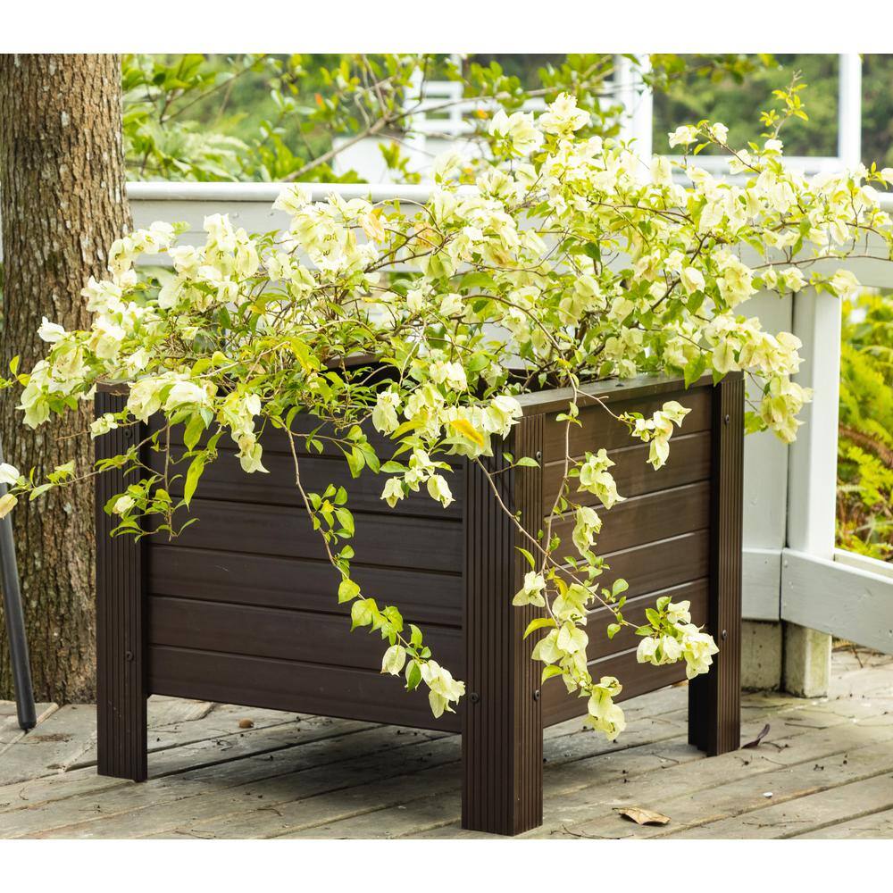 Walnut ECOFLEX Square Outdoor Planter 24" Durable Composite