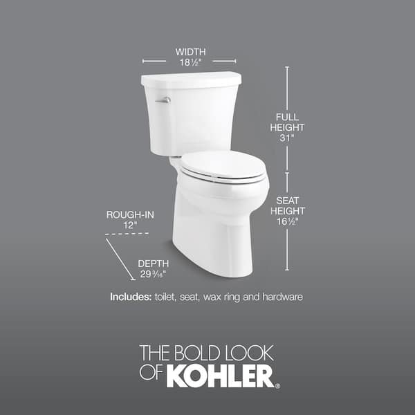 KOHLER Highline Black Elongated Chair Height 2-piece WaterSense Toilet  10-in Rough-In 1.28-GPF at