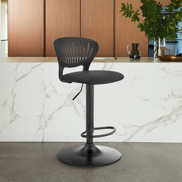 Armen Living Padua 34-42 in. H Adjustable Black Upholstery Swivel Stool