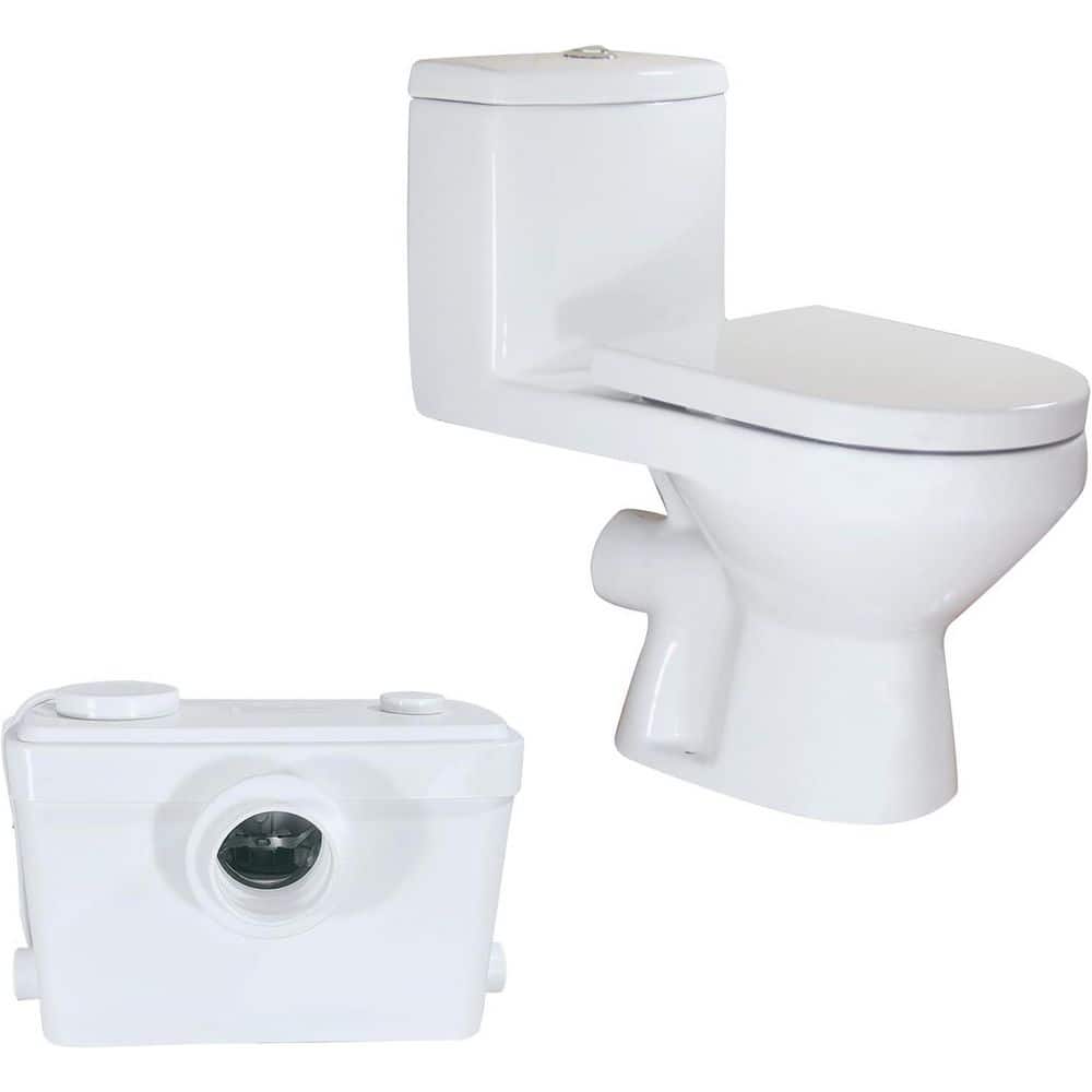 Macerating Toilet 600 W Dual Flush 1.1/1.6GPF Round Upflash 1-Piece White Toilet for Basement, Seat Included price history on PriceWatchPro