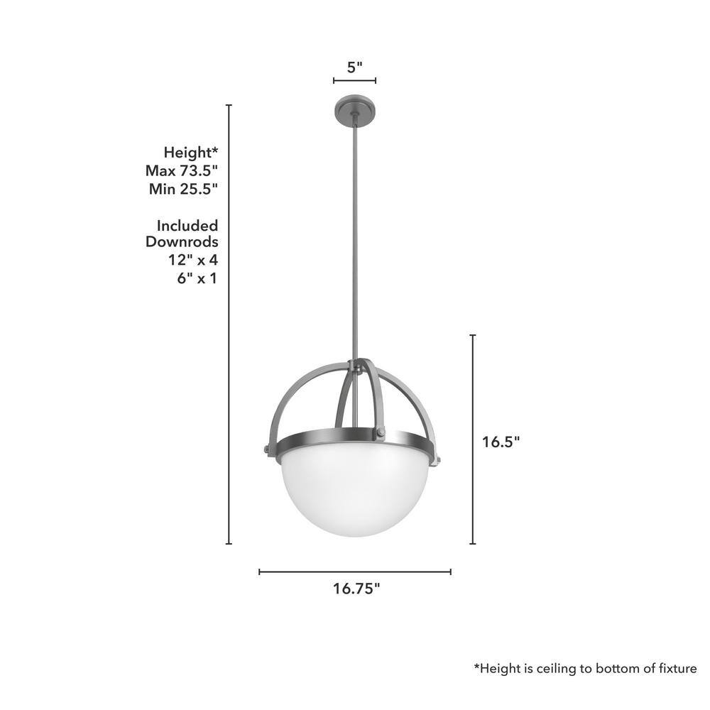 Wedgefield 16'' Brushed Nickel Globe Pendant with LED and Glass