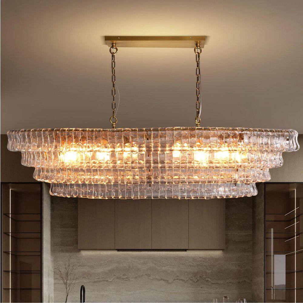64.7 in. 12-Lights 4-Tier Large Brass Oval Clear Glass Kitchen Island Chandelier price history on PriceWatchPro
