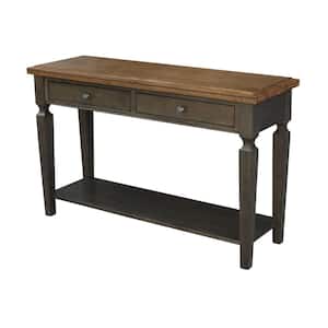48 in. Hickory/Coal Washed Standard Rectangle Wood Console Table with Drawers