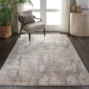Rustic Textures Beige/Grey 4 ft. x 6 ft. Abstract Contemporary Area Rug