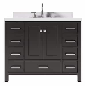 Cambridge 43 in. W x 22 in. D x 36 in. H Vanity in Espresso with Pure White Quartz Top