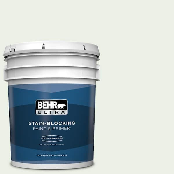 BEHR ULTRA 5 gal. #440C-1 Cool White Extra Durable Satin Enamel Interior Paint & Primer