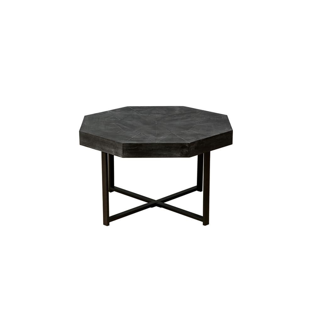 29.13 in. Antique Black Octagonal Wood Table Top Outdoor Coffee Table with Cross Metal Legs price history on PriceWatchPro