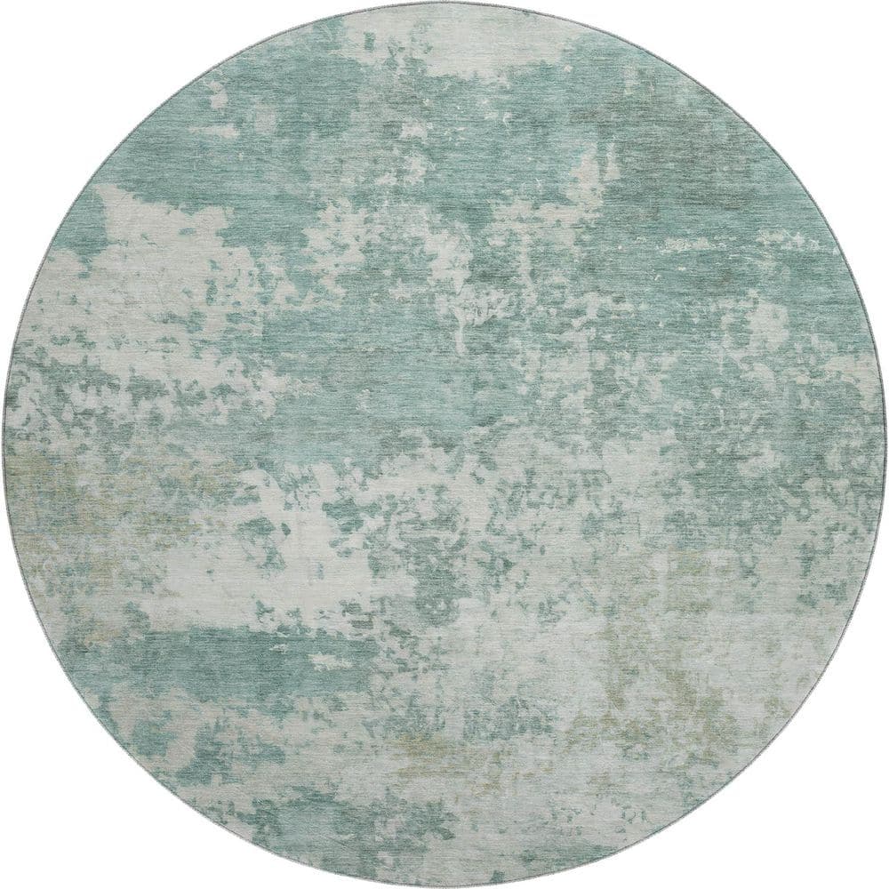 Mayfield Premium Machine Washable Abstract AMF2366 Aqua 8 ft. x 8 ft. Round Rug price history on PriceWatchPro