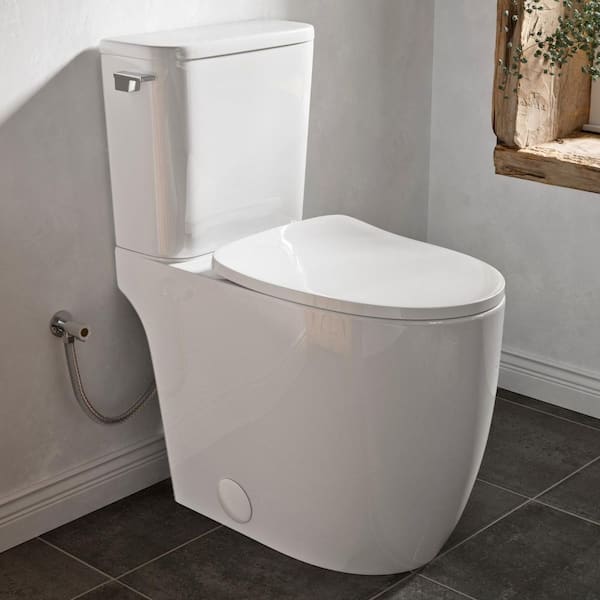 21 in. Tall Toilet, Modern Skirted Elongated 2-Piece White Extra High Toilet, 1.28 GPF Swirl Flush and 12 in. Rough-In