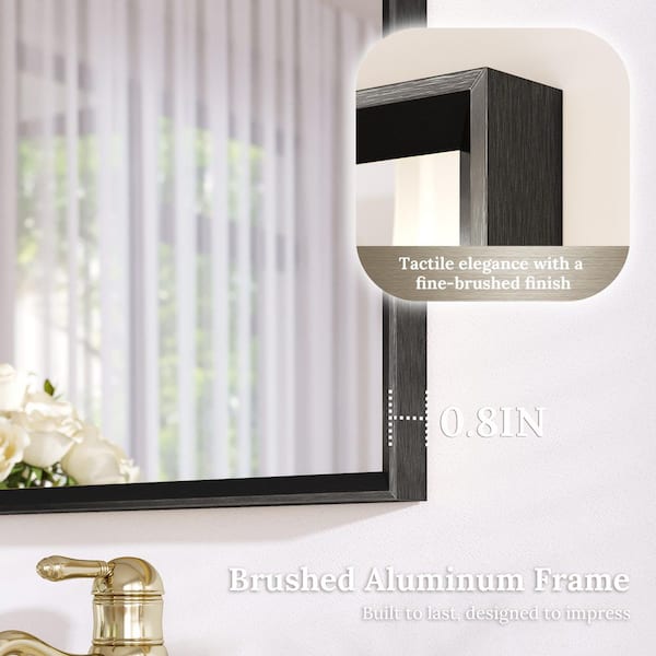 Bonosuki 36 in. H x 72 in. W Rectangle Aluminum Framed Mirrors for