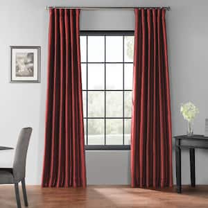 Ruby Textured Faux Dupioni Silk Blackout Curtain - 50 in. W x 96 in. L Rod Pocket with Back Tab Single Window Panel