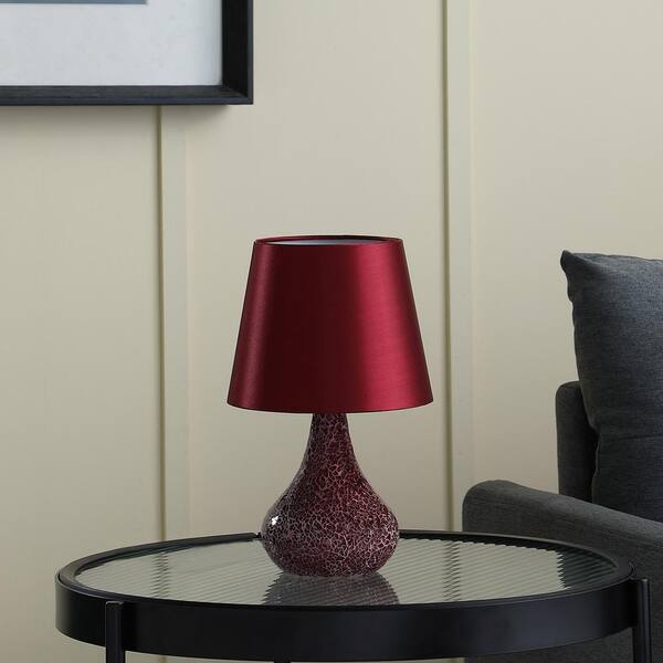 HomeRoots 11 Red Table Lamp with Burgundy Globe Shade