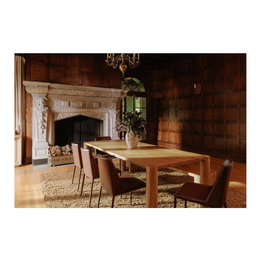 Quentin Brown Solid White Oak 82 in. Rectangular Dining Bench with Rounded Corner Posts