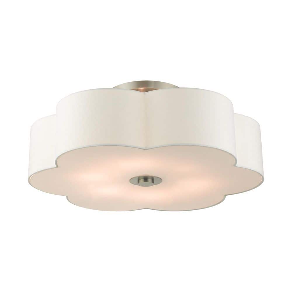 Chelsea Brushed Nickel 6-Light Semi-Flush Mount with Scalloped Shade