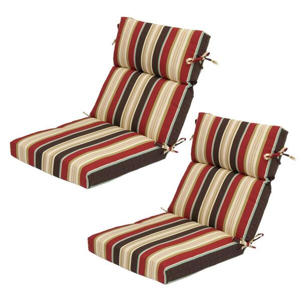 Hampton Bay Majestic Stripe High Back Outdoor Chair Cushion (2-Pack)
