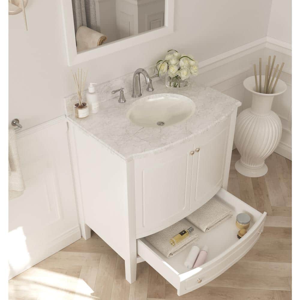 Estella 32" White Cabinet with Marble Countertop