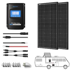 400-Watt Black Monocrystalline OffGrid Solar Power Kit, 2 x 200-Watt Solar Panel with 40 Amp MPPT Charge Controller