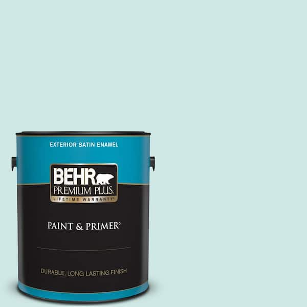 BEHR PREMIUM PLUS 1 gal. Home Decorators Collection #HDC-WR14-5 Icicle Mint Satin Enamel Exterior Paint & Primer