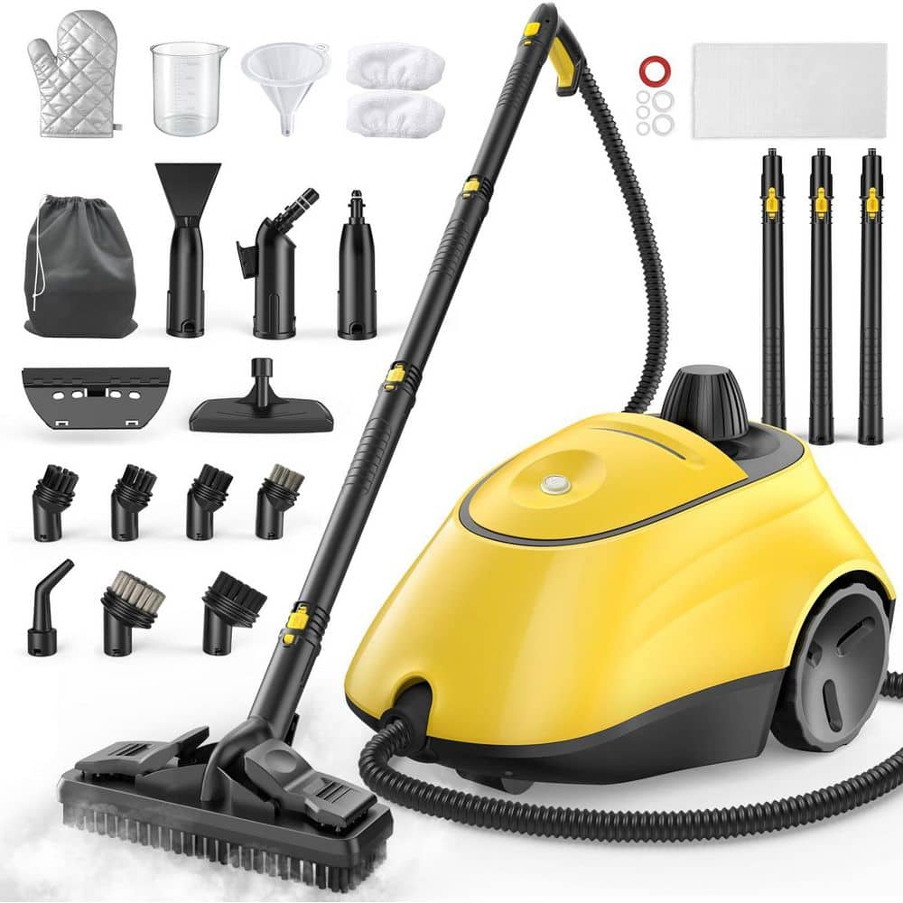 1500W Heavy Duty Corded Steam Cleaner w 1. 4L Tank, 26 Accessories, Child Lock for Floors, Tiles, Cars, Yellow price history on PriceWatchPro