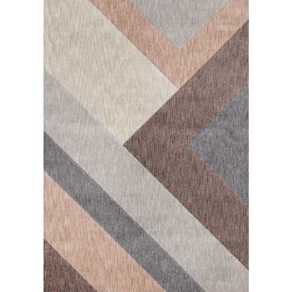 Beige 5 ft. x 8 ft. Woven Geometric Rectangle Indoor Area Rug