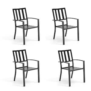 Black Stackable Modern Metal Patio Outdoor Dining Chair (4-Pack)