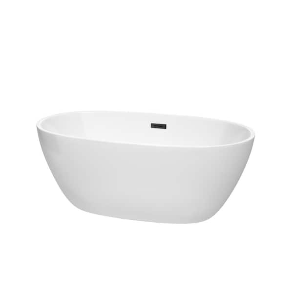 Juno 59 in. Acrylic Flatbottom Bathtub in White with Matte Black Trim