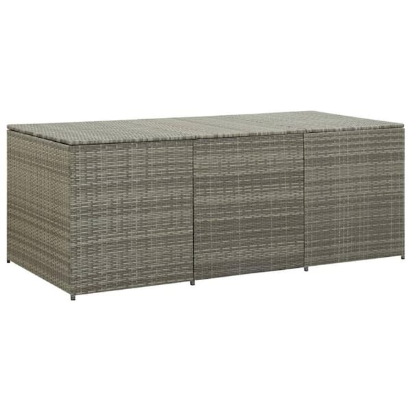 Modern 90 Gal. Gray Rattan Outdoor Deck Box with Gas Lift