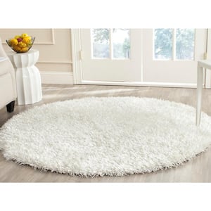 New Orleans Shag Off White 5 ft. x 5 ft. Round Solid Area Rug