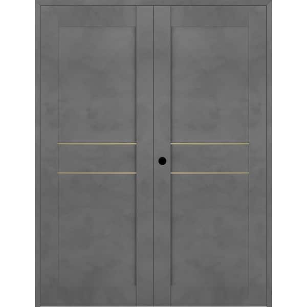 Belldinni Vona 07 2HN Gold 60 in. x 80 in. Right Hand Active Dark Urban Wood Composite Double Prehung Interior Door