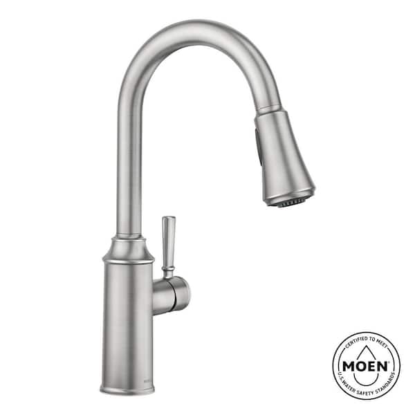 MOEN Conneaut Single Handle Pull-Down Sprayer Kitchen Faucet with Power Clean and Reflex in Spot Resist Stainless