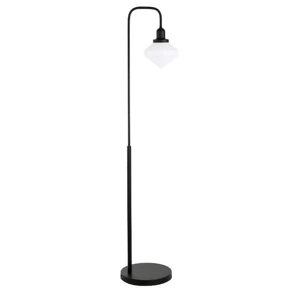 HomeRoots 62 in. Black and White 1 1-Way (On/Off) Arc Floor Lamp for Living  Room with Glass Square Shade 2000523462 - The Home Depot