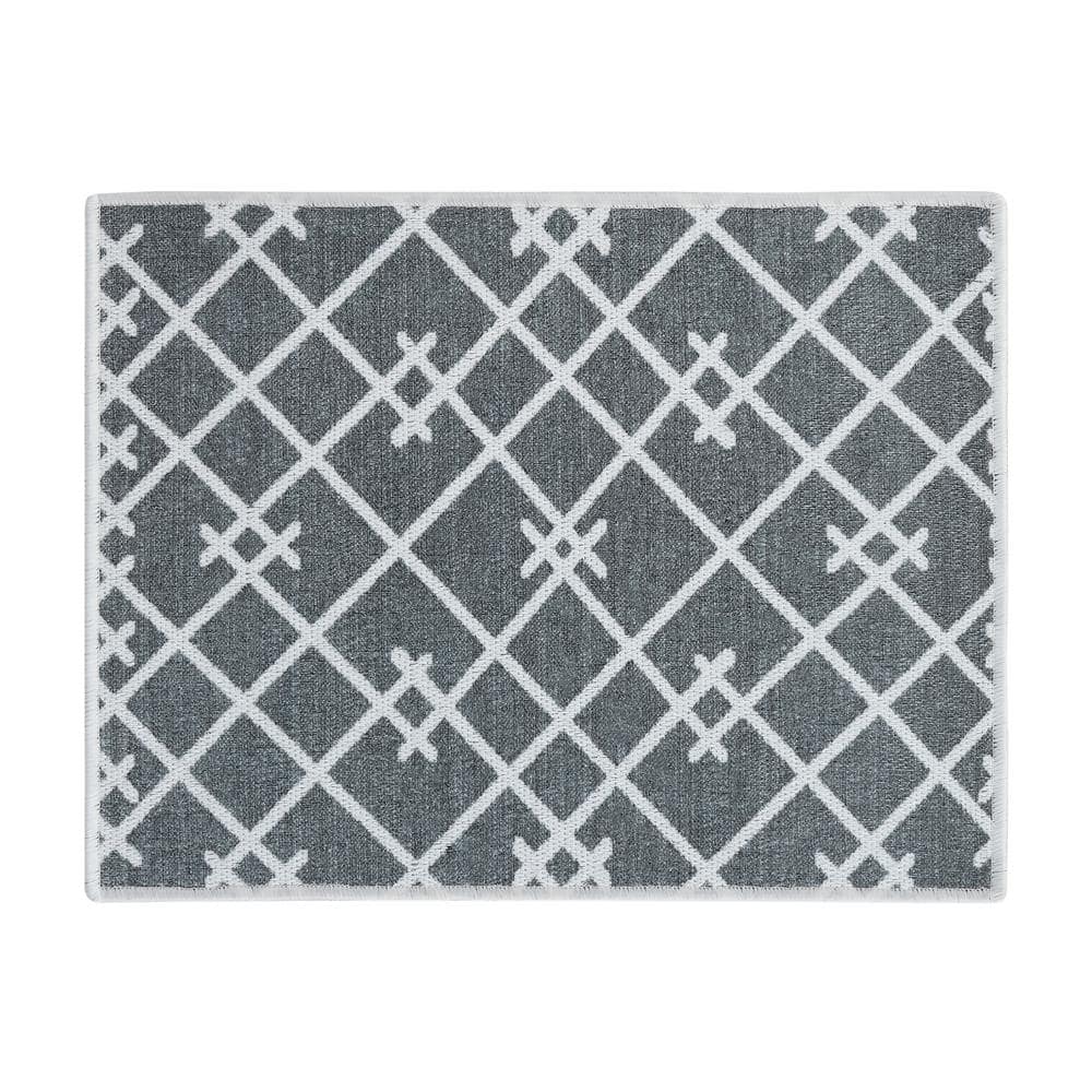 SUSSEXHOME 18 in. x 24 in. Gray-Teal Super-Absorbent Washable Cotton Large  Dish Thin Drying Mat DRY-HL-01 - The Home Depot