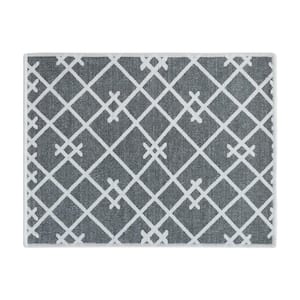 18 in. x 24 in. Gray Super-Absorbent Washable Cotton Large Dish Thin Drying Mat