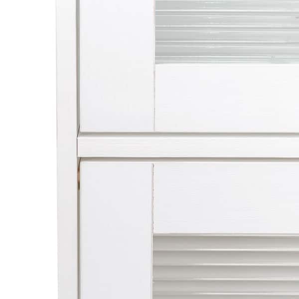 Unbranded White Wood Pantry Organizer, Storage Cabinet Floor-to-Ceiling Low Cabinet with Glass Doors