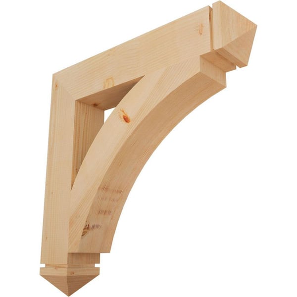 Ekena Millwork 5.5 in. x 34 in. x 34 in. Douglas Fir Thorton Arts and Crafts Smooth Bracket