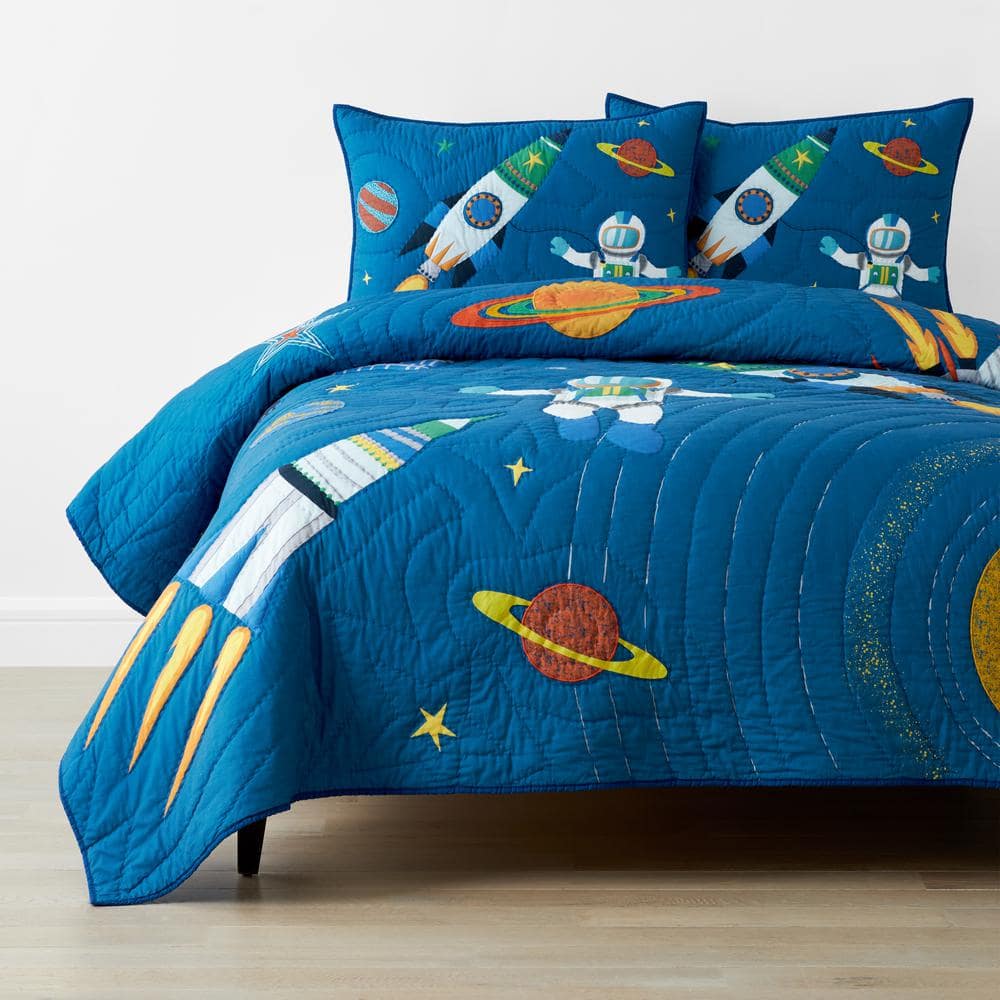 The Company Store Company Kids Outerspace Quilt Ink Blue