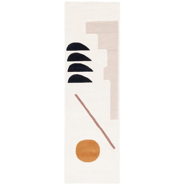 Fifth Avenue Ivory/Brown 2 ft. x 12 ft. Geometric Runner Rug