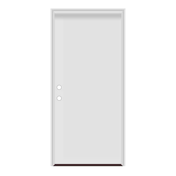 36 in. x 80 in. Right-Hand/Inswing Flush Primed Steel Prehung Front Door with PVC Frame