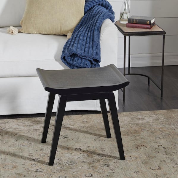 Litton Lane 17 in. Black Wood Stool