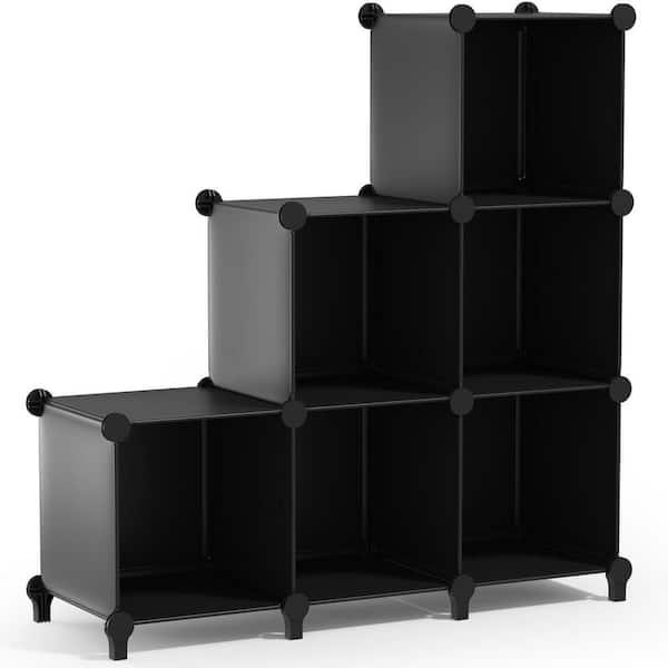 38.25 in H x 37 in W x 12.25 in D Black Fabric 6-Cube Storage Organizer, Waterproof Cubby Shelf for Closet