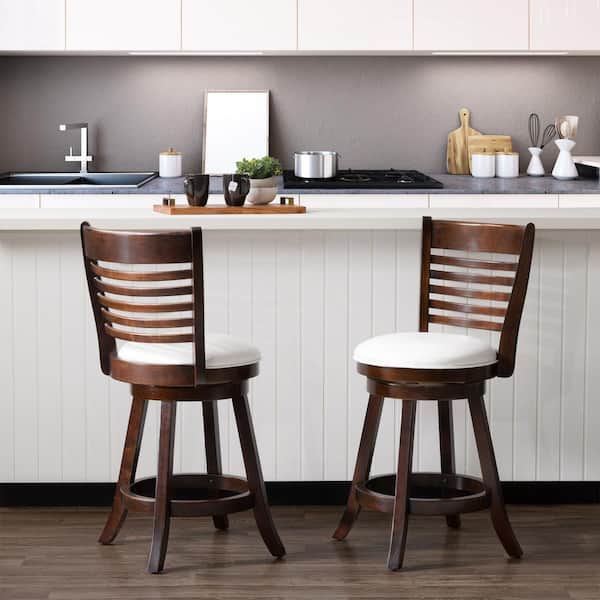Counter Height Wood Swivel Bar Stools, Bar Height Leather Bar Stools