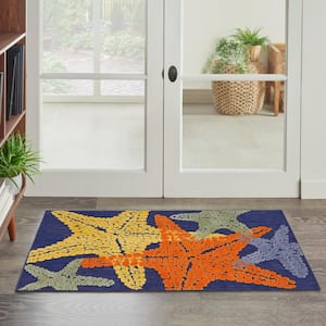 Aloha Blue Multicolor doormat 3 ft. x 4 ft. Nature-inspired Contemporary Indoor/Outdoor Area Rug