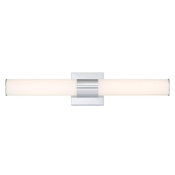Minka Lavery Vantage 24-in Chrome Tube CCT LED Bath with White Acrylic Shade