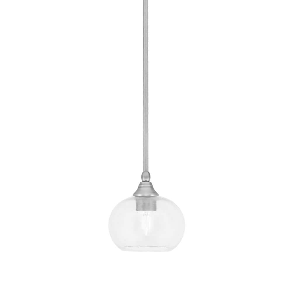 Sparta 100-Watt 1-Light Brushed Nickel Shaded Pendant Light Mini Pendant wi
