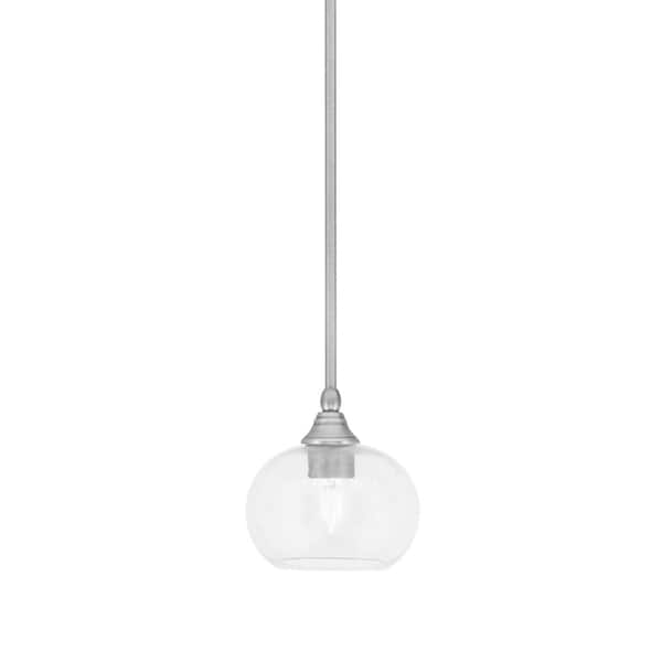 Unbranded Sparta 100-Watt 1-Light Brushed Nickel Shaded Pendant Light Mini Pendant with Clear Bubble Glass and No Bulb Included