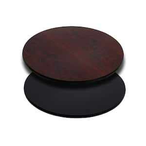 24 in. Round Table Top with Black or Mahogany Reversible Laminate Top